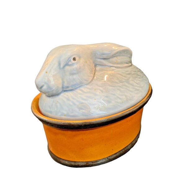 Vintage Portugal Ceramic Rabbit, Soup Tureen, Lidded Box, Easter Deco Classic - Picture 1 of 11